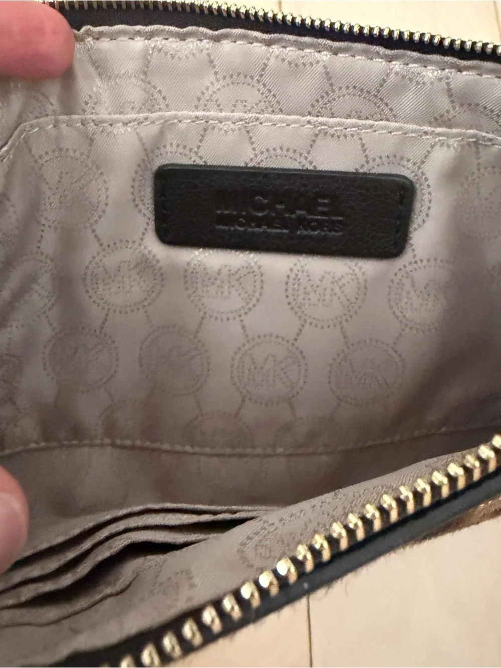 Michael Kors Leopard-Print Wristlet Clutch in Brown and Black